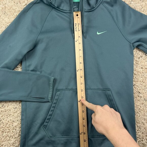 Nike Women's XS Full Zip Fleece Lined Green Blue Gray Hooded Jacket W Pockets - Picture 2 of 9
